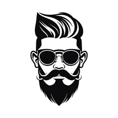 Vector logo of barbershop, minimalistic, black and white