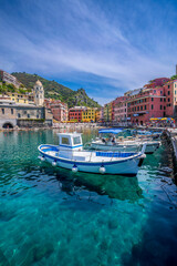 Vernazza Village harbour view in Italy