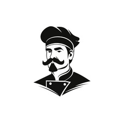 Vector logo of chef, minimalistic, black and white