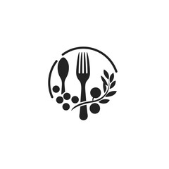 Vector logo of flat catering, minimalistic, black and white