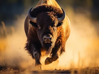 Fotobehang Buffel Bison in its Natural Habitat, Wildlife Photography, Generative AI