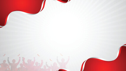 Indonesia Independence day with waving flag background design.  good template for Indonesia Independence Day design