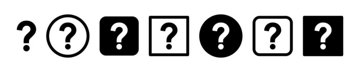 Set of question marks vector icons. Faq sign. Info, support or help symbol. Vector 10 Eps.