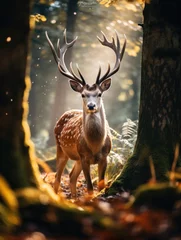Fotobehang Deer in its Natural Habitat, Wildlife Photography, Generative AI © Vig