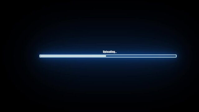 Futuristic progress loading bar 0-100 percent on Black Background 