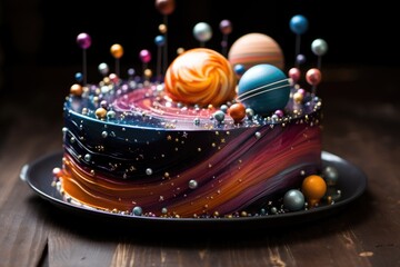 Space Universe Galaxy birthday cake