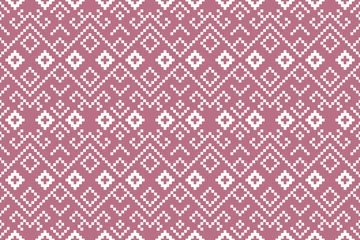 Poster Pink Cross stitch colorful geometric traditional ethnic pattern Ikat seamless pattern border abstract design for fabric print cloth dress carpet curtains and sarong Aztec African Indian Indonesian  © Happy.Panda789