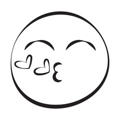 Flying Kiss 30 Grunge Emoticons Outline Style