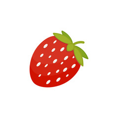 Stawberry red summer fruit, white background. Vector graphic illustration. Vegetarian cafe print, poster, card. Natural, organic dessert sweet, fresh berry