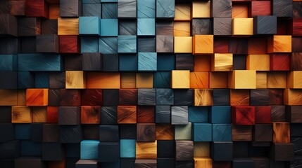 Colorful wood cubes abstract background. Generative AI