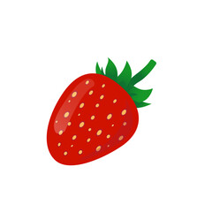Stawberry red summer fruit, white background. Vector graphic illustration. Vegetarian cafe print, poster, card. Natural, organic dessert sweet, fresh berry