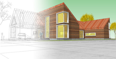 architecture sketch of the house © Svjatoslav