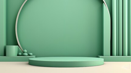 Abstract minimalistic monochrome scene with geometric shapes. Green visualization AI