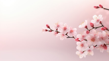 Fototapeta na wymiar cherry blossom on white background with copy space for your text