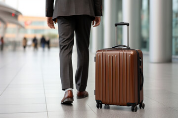 Unrecognizable businessman suitcase copy-space