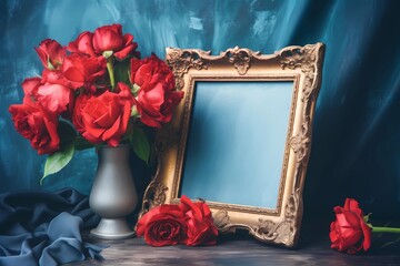 frame with rose