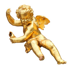 Golden cherub / Transparent background