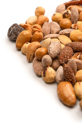 A group of almonds, pistachios, walnuts, macadamia, cashews.