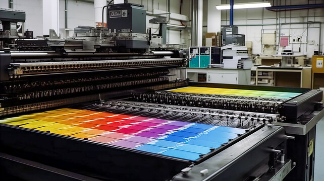 CMYK colors, printing house. Generative AI technology.