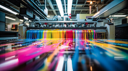 CMYK colors, printing house. Generative AI technology.