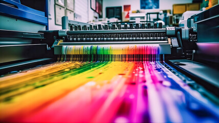 CMYK colors, printing house. Generative AI technology.