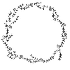 minimal ornament border line wreath floral monochrome