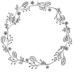 minimal ornament border line wreath floral monochrome