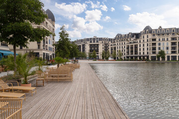 New modern residential buildings in the Panorama neighborhood of Clamart in France.
