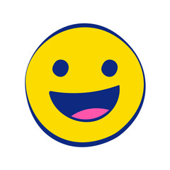 Smiling 30 Grunge Emoticons White Outline Style