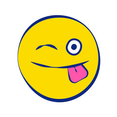 Wink 30 Grunge Emoticons White Outline Style