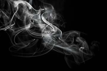  Captivating visuals of white smoke gracefully isolated against a striking black background. Ai generated