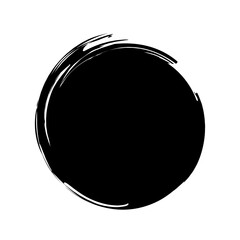 Black round brush frame on transparent background