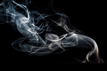 Obraz premium Captivating visuals of white smoke gracefully isolated against a striking black background. Ai generated