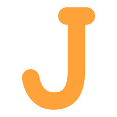isolated cute colourful letter J alphabet, orange colour for education element, wallpaper, texture, banner, label. vector design.