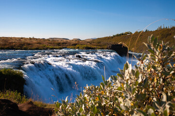 Faxafoss a wide, scenic cascade on the Tungufljót River