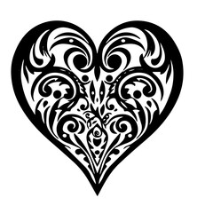 black and white heart shape