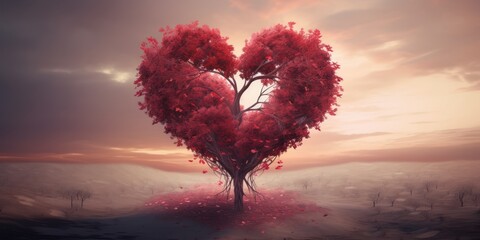 Tree in the shape of heart, valentines day.