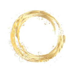 Gold Foil Frame . Gold botany flowers. Gold splatter frames glitter. Gold brush stroke on transparent background.	