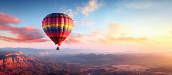 Hot air balloon rides take place in the sky.