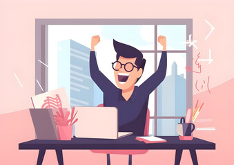 Happy business owner saving money. Business idea