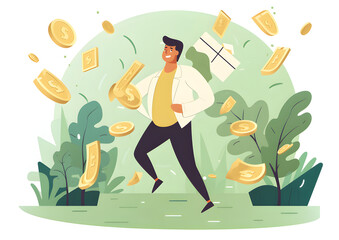 Happy business owner saving money. Business idea