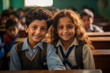 smiling students sitting in their classroom