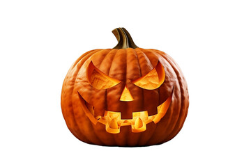 Jack o lantern. Halloween pumpkin on a transparent background. Generative Ai.