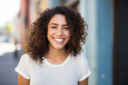smiling attractive hispanic woman posing for the camera