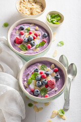 Sweet and cold cream soup served with almonds..
