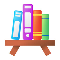 Bookshelf 30 School Icon Set Fill Style