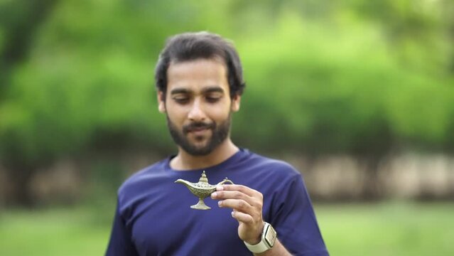 boy with magic lamp 