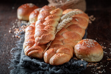 Tasty loaf of breads made of sourdough.