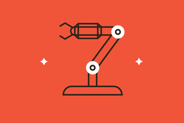 Geometric Pneumatic manipulator illustration in flat style design. Vector illustration. 