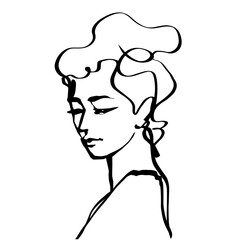 single contour line abstract female portrait character